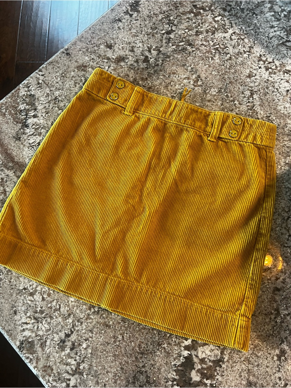 LOFT Mustard Corduroy Mini Skirt Size 2 Button Tab Accent